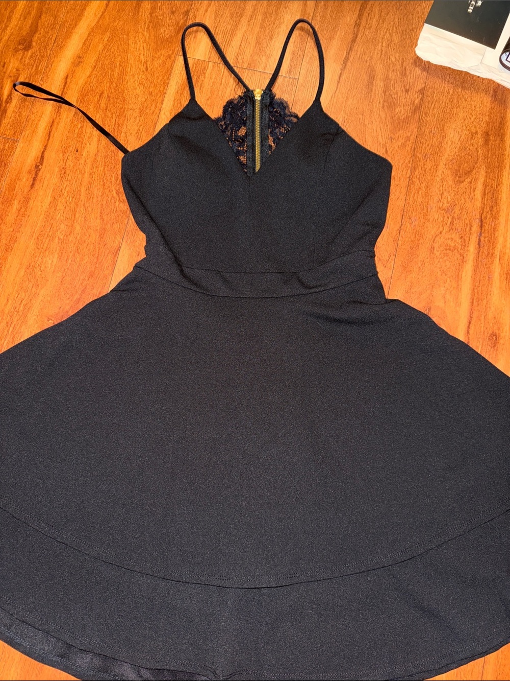 DATE NIGHT ✨🩷🌸Black Lace-Trim Spaghetti Strap Dress Sz  11-12